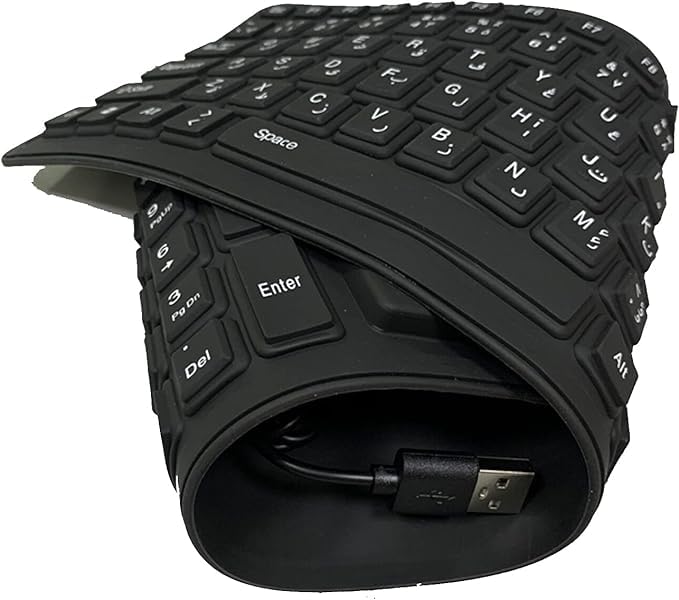 Shrevi Waterproof Foldable Portable Soft Silicone Keyboard USB Wired Roll-up Silica Gel Computer PC Desktop Keyboard for Laptop Notebook PC Mac