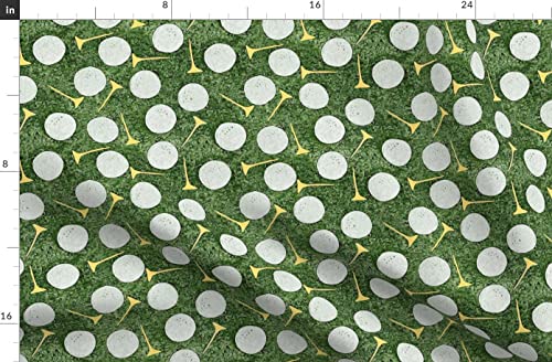 Spoonflower Fabric - Golf Balls Yellow Green Sports Club White Golfing Country Tennis Printed On Fleece Fabric By The Yard - Sewing Blankets Loungewear And No-Sew Projects #TOP3