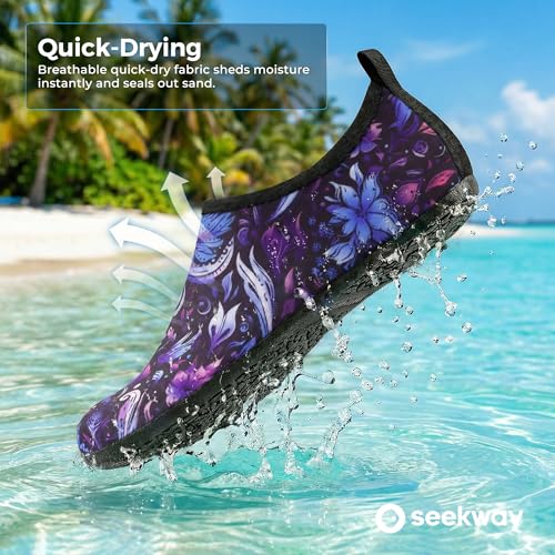 Image of SEEKWAY Water Shoes Women Men Adult Quick-Dry Aqua Socks Barefoot Non Slip for Beach Swim River Pool Lake surf Black SK002(U)
