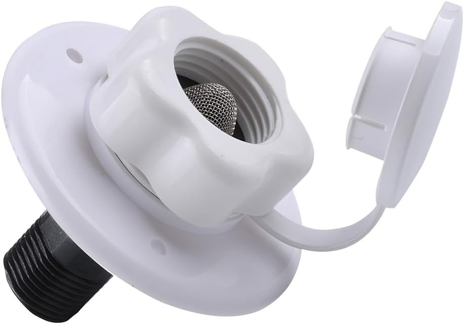 AICEL RV City Water Inlet, RV Water Inlet Connection with Check Valve, RV City Water Flange Inlet Replacement, Flusher Water Inlet Connector Car Accessories Parts for Camper Trailer RV (White)