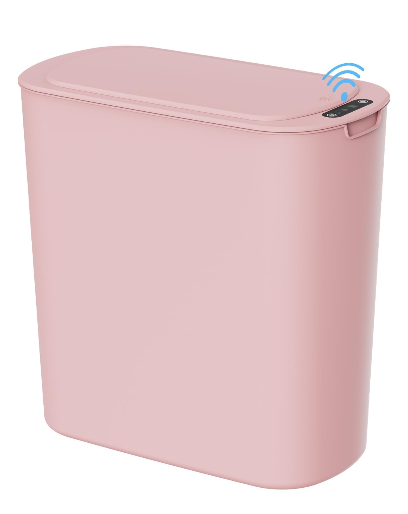 Cesun Pattumiera da bagno con sensore di movimento automatico con coperchio, 2,6 galloni Touchless, in plastica intelligente, sottile, piccolo cestino per WC, ufficio, camper, camera da letto,