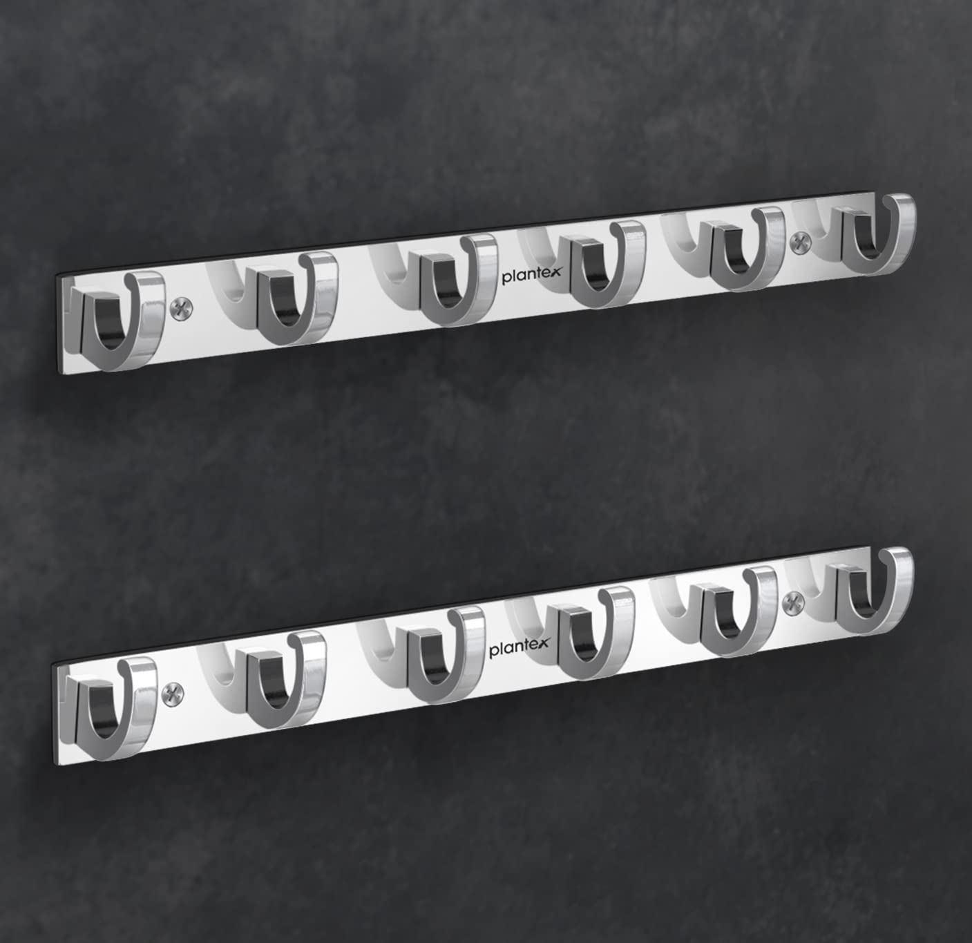 Plantex Aluminum Over The Door Hook Hanger/Hook Rail with 6 Hooks for Walls of Bathroom/Kitchen - Hook Rail for Bathroom - Pack of 2 (6 Pin, Chrome) (B0B5WW3BMJ) Amazon Price History, Amazon Price Tracker