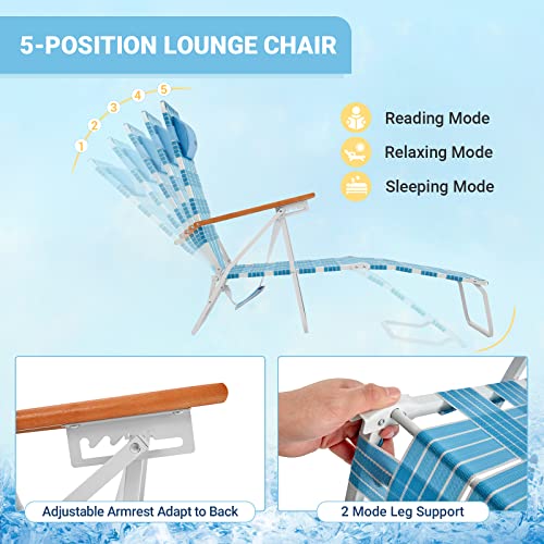 #Wejoy Folding Webbing Chaise Lounge Chair Adjustable Position Portable Beach Lounge Chair Webbed Lawn Chairs Reclining Camping Chairs With Strap For Outdoor Sunbathing Pool Tanning Patio #TOP3