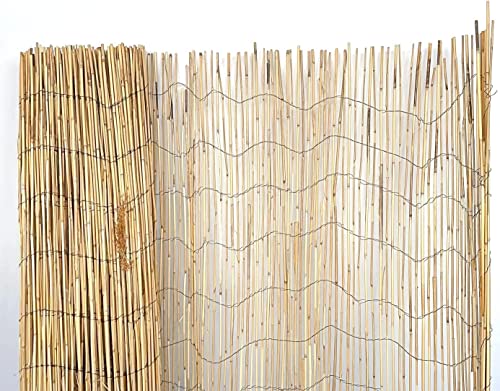 Mugar- Bambú Fino Natural en Rollos de 3 y 5 Metros - Vallas de Ocultación Naturales para Jardín- Varias Alturas (1 x 3 metros)