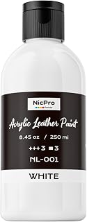 White Acrylic Leather Paint, 8.45 oz (250 ml) Leather Paint for Shoes, Sneakers, Canvas, Furniture, Bags, Fabric, Car Seat, Wallets, Non-Toxic White Shoe Dye for DIY Crafts Kid Adult