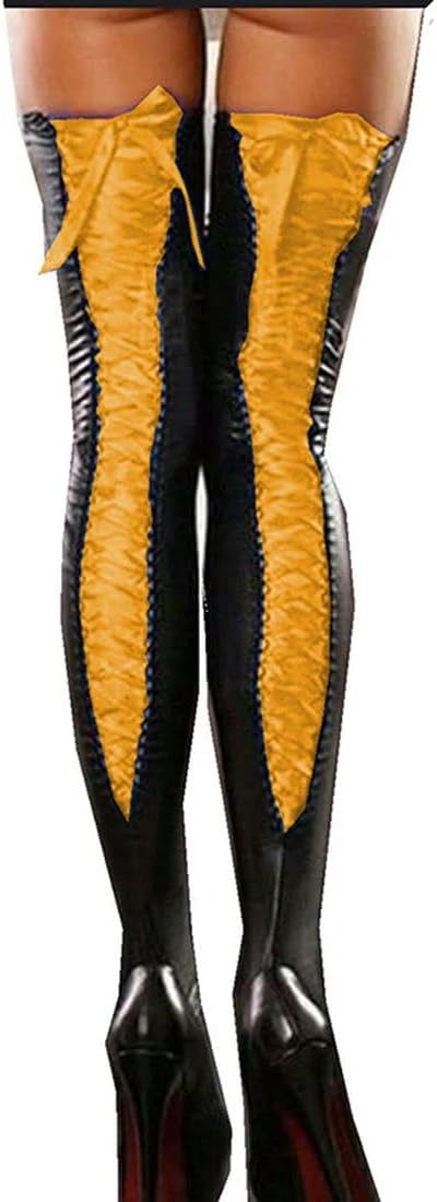 Women Lace Up Ribbon Adjustable Lady Leather Club Thigh High Stockings Cosplay Party Accessories