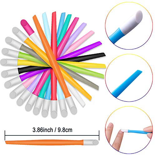 BQTQ 75 Pieces Rubber Nail Cuticle Pusher Plastic Handle Nail Cleaner Rubber Tipped Cuticle Pusher Colored Nail Art Tool for Men and Women, 15 Colors - Thumbnail 2