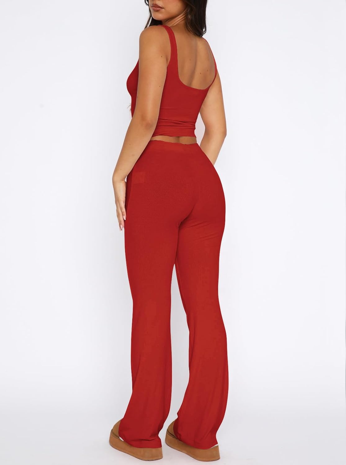 EZBELLE Womens Lounge Sets Shirts Deep V Neck Pajama Sets Summer Tank Tops Ribbed Knit Pjs 2 Piece Outfits Clothes 2026 - Image 3