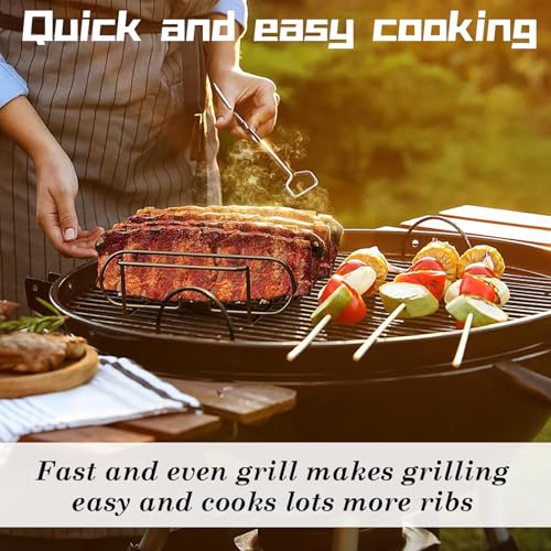 LURNODY Spareribs Halter Grill 31.3 x 25.3 x 7.3 cm Rippchenhalter Grill Zubehör, Edelstahl Braten und Rippchenhalter für 4 Rippchen – Backofen- und Spülmaschinengeeignet