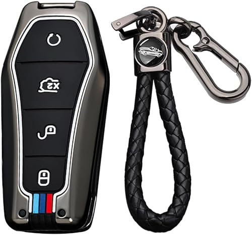 Miniatura 9 de Funda para llavero de aleación de zinc con llavero para BYD Han Ev Tang Dm 4 botones Funda protectora para llave de coche