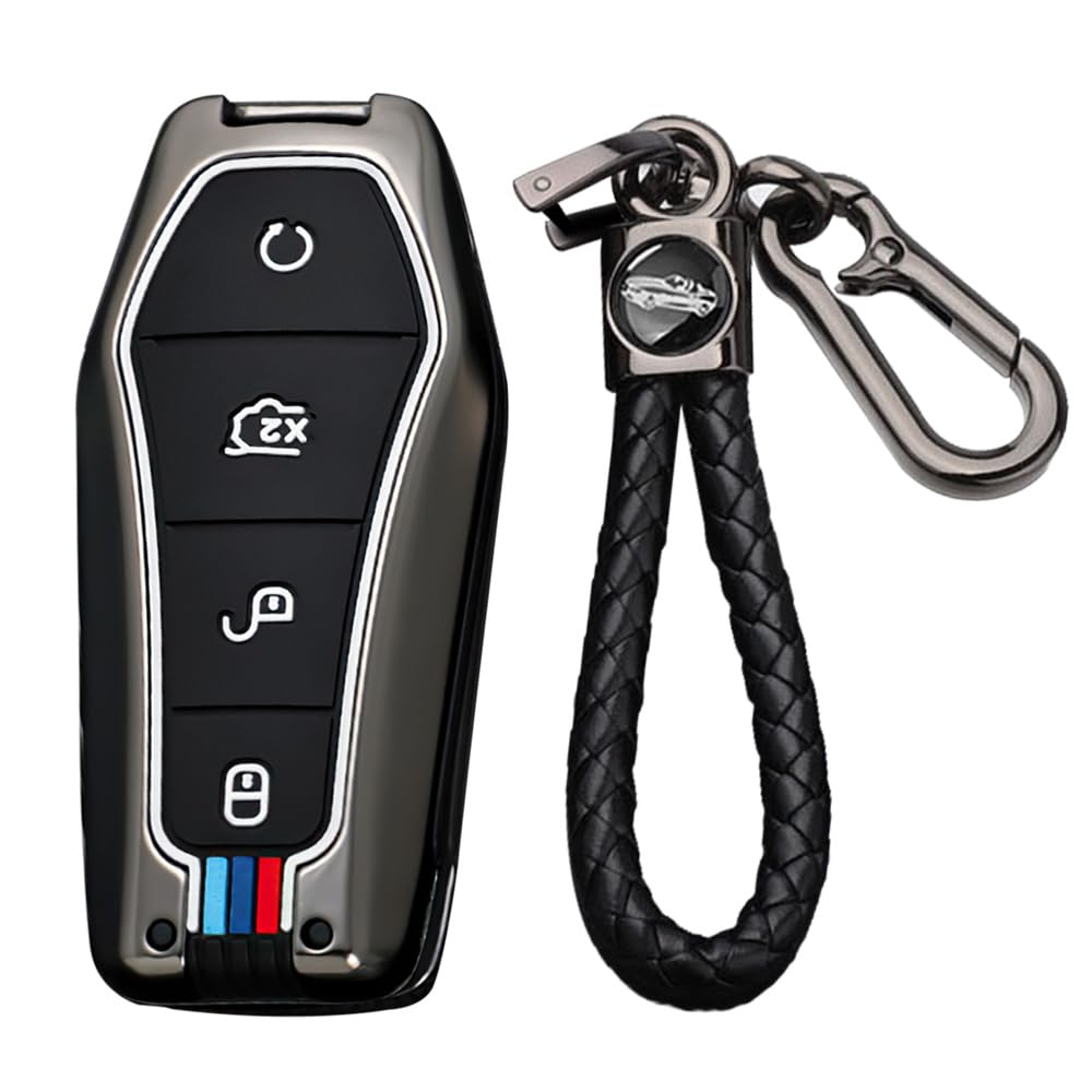 Smart Car Key Case Fits BYD Song Plus Atto 3 Han EV Tang DM Qin Seal Dolphin Metal Protective Case Key Cover Accessories Original Key Replace Key Case 4 Buttons