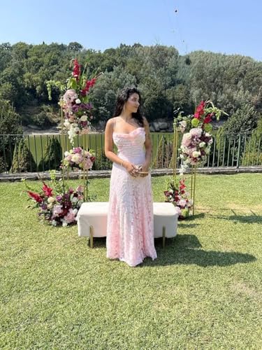 Spaghetti Strap Floral Bridesmaid Dresses for Women Cowl Neck Lace Pleated A-Line Long Prom Dresses 20253