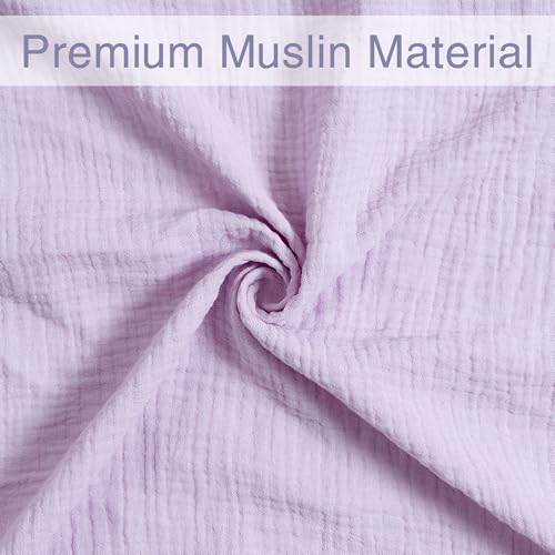 Image of Meracorallo Muslin Swaddle Blanket, 100% Cotton Receiving Blanket Soft and Breathable Swaddle Wrap for Baby Boys and Girls, Lavender