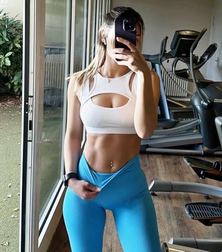 Image of Betaven Push up Sports Bra for Women Sexy Hollow Crop Tops with Removable Cups Workout Fitness Yoga Bra Medium Support