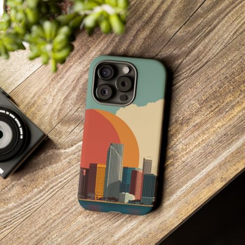 Coque iPhone 15 Pro paysage urbain bleu rigide mate - 3