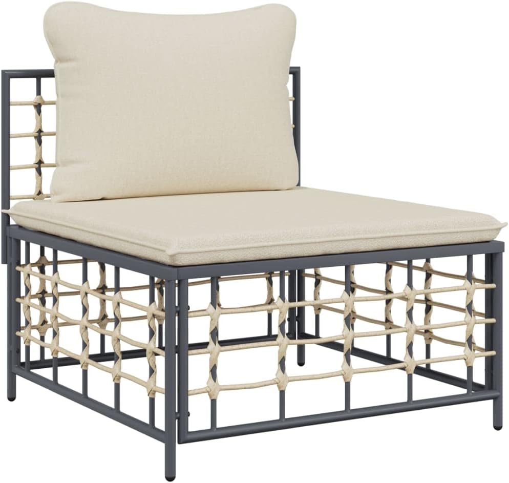 8 Piece Patio Lounge Set with Cushions Anthracite Poly Rattan Patio Sofa Outdoor Sofa Balcony Sofa for patios, Decks, Balconies
