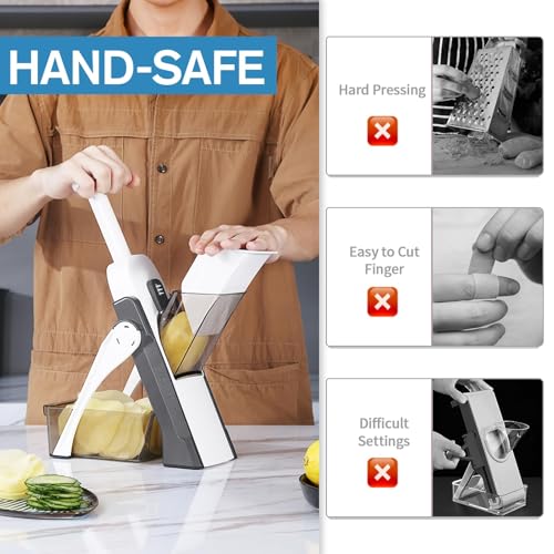 Safe Mandoline Slicer for Kitchen, Vegetable & Food Cutter, Thickness Adjustable 0.1-8 mm. Easy to Clean/Storage/Kitchen Faster Slice Artifact (Only Slice) (Gray) - Image 3