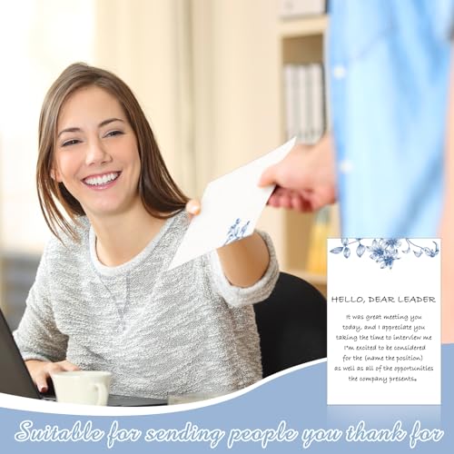 Image of Spiareal 100 Pcs Blank Note Cards Index Card, Blue, 4 x 6 in, Floral