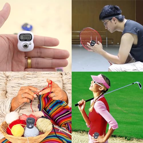 3 Stück Elektronische Fingerzähler,Mini Handzählzähler,Reihenzähler mit LED Rücksetzbare Digitale Fingerzähler,Finger Rundenzähler mit Handring und 50 Maschenmarkierer für Golf Runde Zählen Stricken