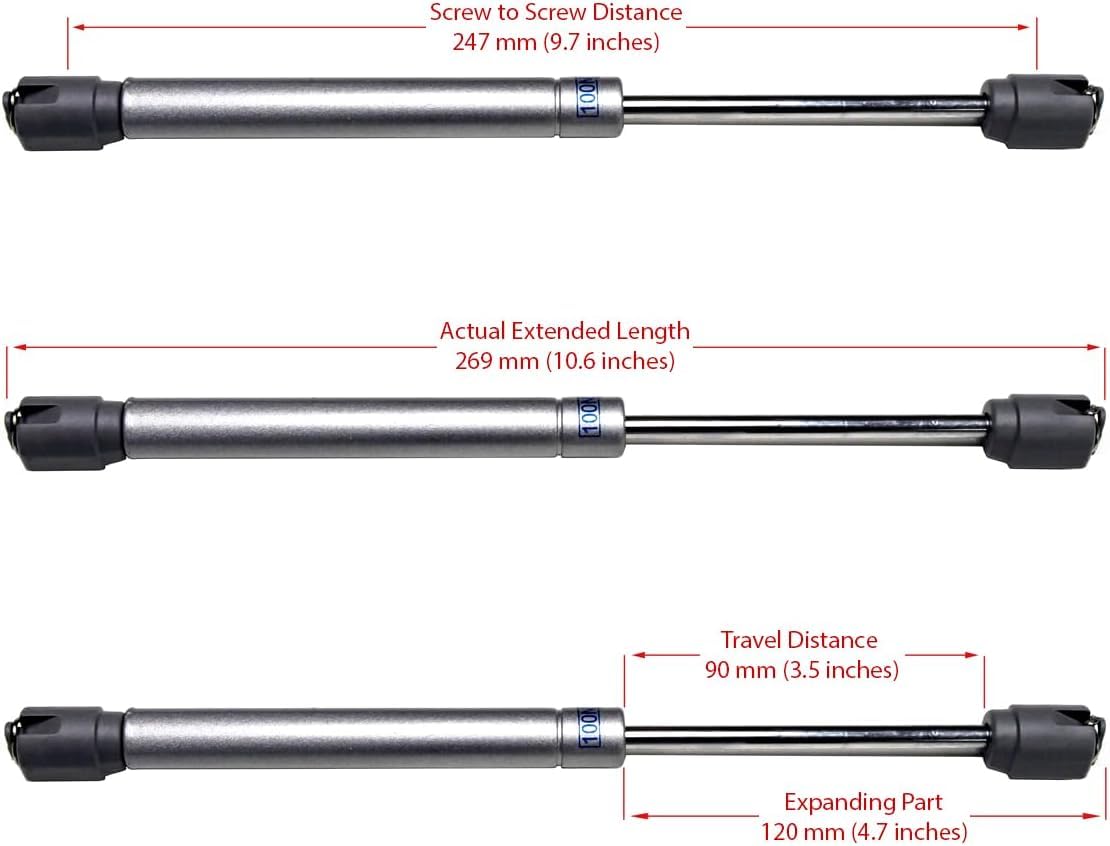 Berta 10 Inch 100N/22 LB Hydraulic Soft Open Gas Springs/Struts for Cabinets, Furniture Cabinet Doors Lift/Lid Stay/Support Hinges for RV Platforms with Brackets and Screws (White, 20)