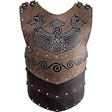 HiiFeuer Viking Faux Leather Embossed Langskip Chest Armor, Retro Medieval Knight Leather Armor for LARP/Cosplay (Brown B)