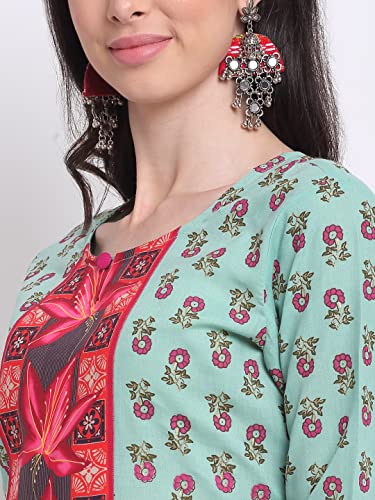 Kurta en coton mélangé finitions soignées ensemble vert mer - 4