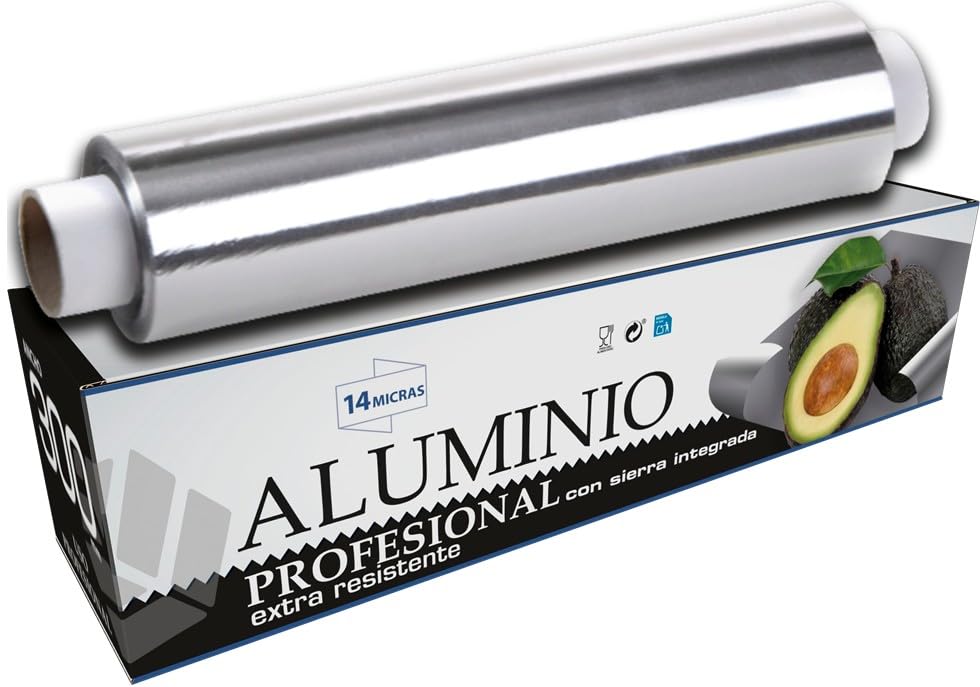 VESCEL - Papel Aluminio Industrial, Resistente y Duradero, Ideal para Envolver, Asar, Conservar, 30CM X 1KG
