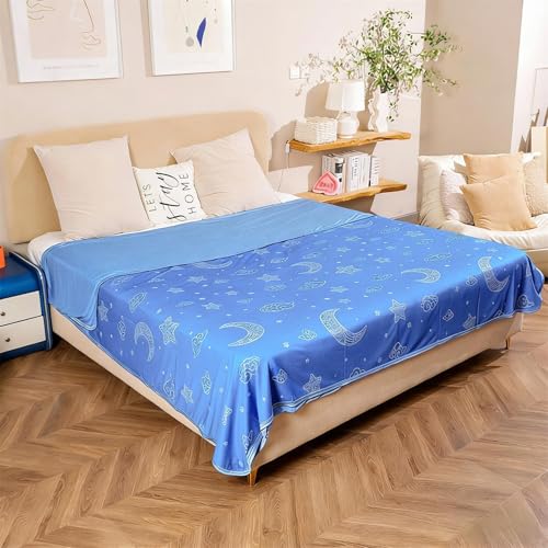 Surwin Manta Refrescante, Q-MAX0.45 Manta de Enfriamiento para Verano, Ligera Transpirable Suave y Amigable, Fibra de Enfriamiento Blanket para Sofa, Cama (Cielo Estrellado Azul,150x200cm)