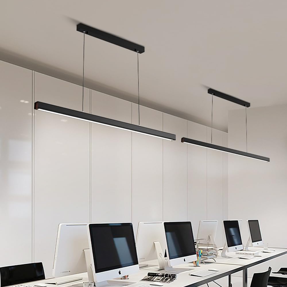 Aluminiowa Lampa Wisząca Z Długim Paskiem, Liniowa Metalowa Lampa Wisząca Z Akrylowym Kloszem, Nowoczesna Dioda Led – 6000 K, Lampy Wiszące Do Jadalni, Ultracienkie,Dark-80CM