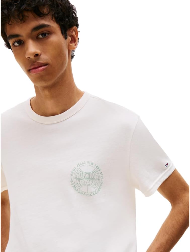 Tommy Jeans Men's Short Sleeve Cotton T-Shirts with Basketball Graphic