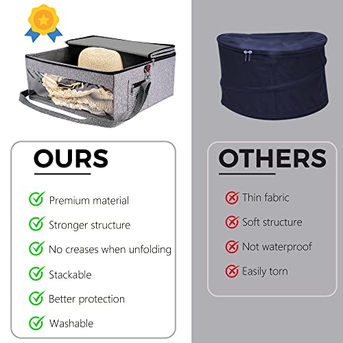 New Improved Hat Box And Hat Travel Case, Easy Foldable Hat Storage Box, Stackable Hat Boxes For Women Storage, Hat Boxes For Men, Cowboy Hat Box For Travel, Hat Storage Organizer And Travel Hat Box #TOP5