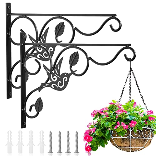 LIBRNTY 2 pièces Support Plante Mural Balcon,Support Mural pour Plante,Support Plante Mural Balcon,pour Lanternes,Mangeoires à Oiseaux Carillons Planteurs Crochets Décoration Extérieure