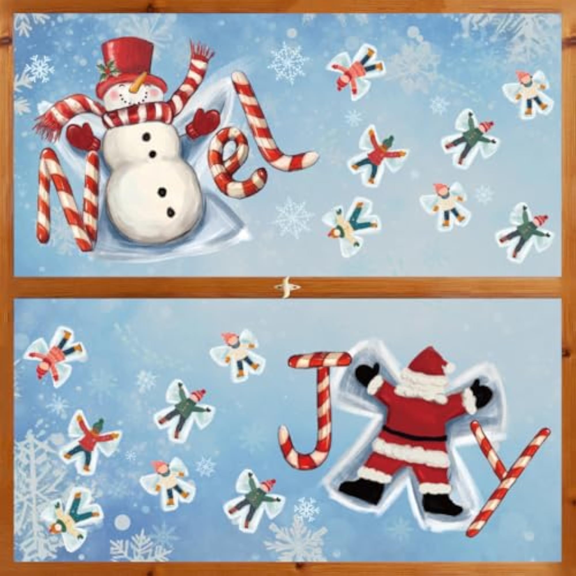 4-Pack Christmas Window Decals: Santa Claus & Snowman Designs
