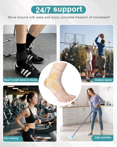 FitDA Sprunggelenkbandage, Ultradünne Knöchelbandage für Sport & Alltag, Atmungsaktive & Leichte, Bandage Fußgelenk mit Klett, Einstellbares Fußgelenkstütze für Damen & Herren(M-Hautfarbe)