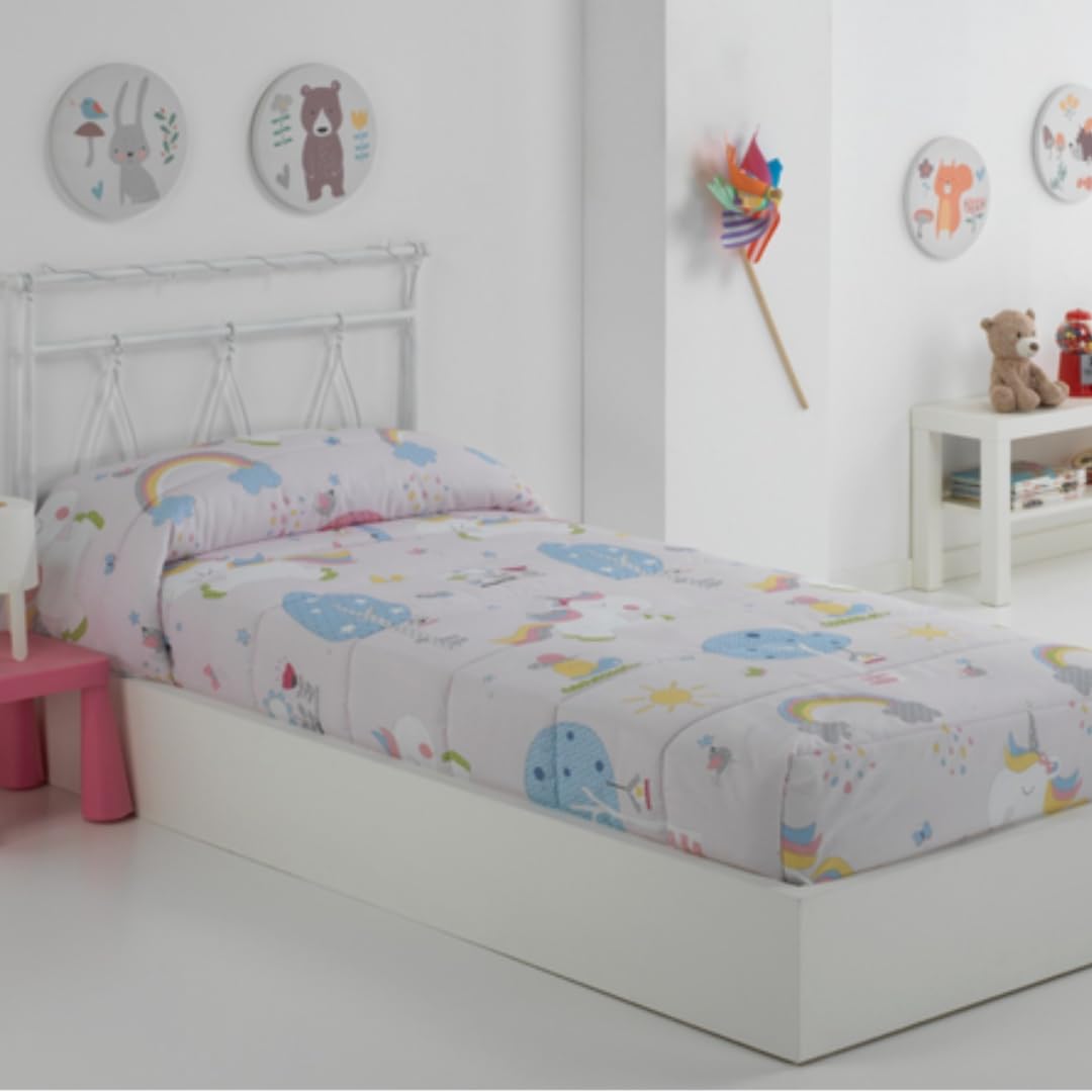 Mapuca Edredón Ajustable Modelo Unicornio para Cama de 90. Impresión Digital