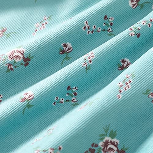 Grnshts Toddler Baby Girl Dress Corduroy Ruffle Long Sleeve Floral Print Princess Dresses With Headband Kids Fall Winter Outfits(Blue Green,1-2T) #TOP5