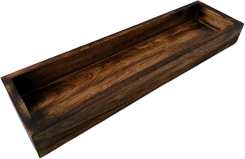 Miniatura 3 de Bandeja de madera rústica para servir, centro de mesa decorativo para comedor, cafetería, sala de estar, organizador de decoración del hogar de