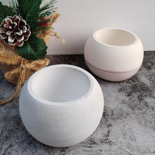 Wehous Round Concrete Candle Jar Mold Silicone Epoxy Resin Mold Trinket Box Container Storage Mould for Jewelry Makeup Brush Candle Holder Succulent Plant Pot DIY Resin Art Craft Home Decor Supplies