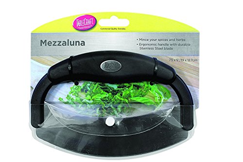 TableCraft H6611 Mezzaluna Chopper, Compact Stainless Steel Rocking Blade Knife with Ergonomic Polypropylene Handle, Dishwasher Safe Kitchen Tool for Fast Food Prep