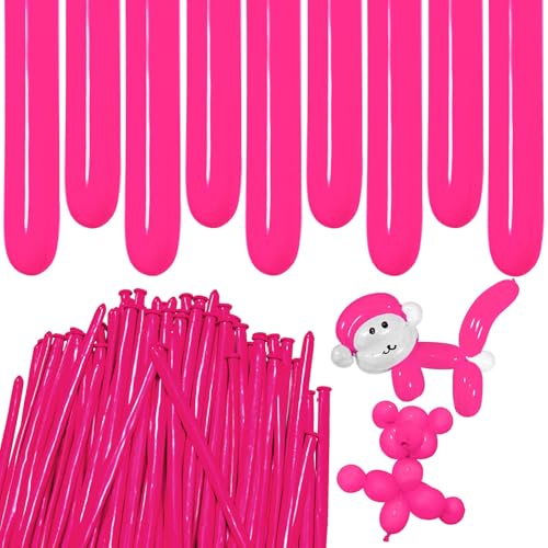 Image of Hot Pink Long Balloons Premium 260 Twisting Balloons Animals Magic for Birthday Kids Wedding Party Supply 100pcs