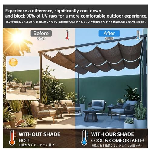 Auvent ondulé rétractable maille HDPE pare-soleil terrasse 18m