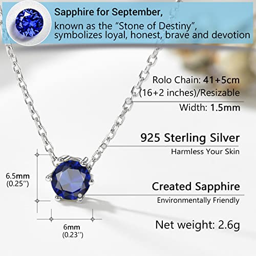 PROSILVER 925 Sterling Silver Dainty Necklace for Women, Gorgeous Cubic Zirconia Birthstone Necklace Jan - Dec Available, 16"-18" Adjustable, Come with Box4
