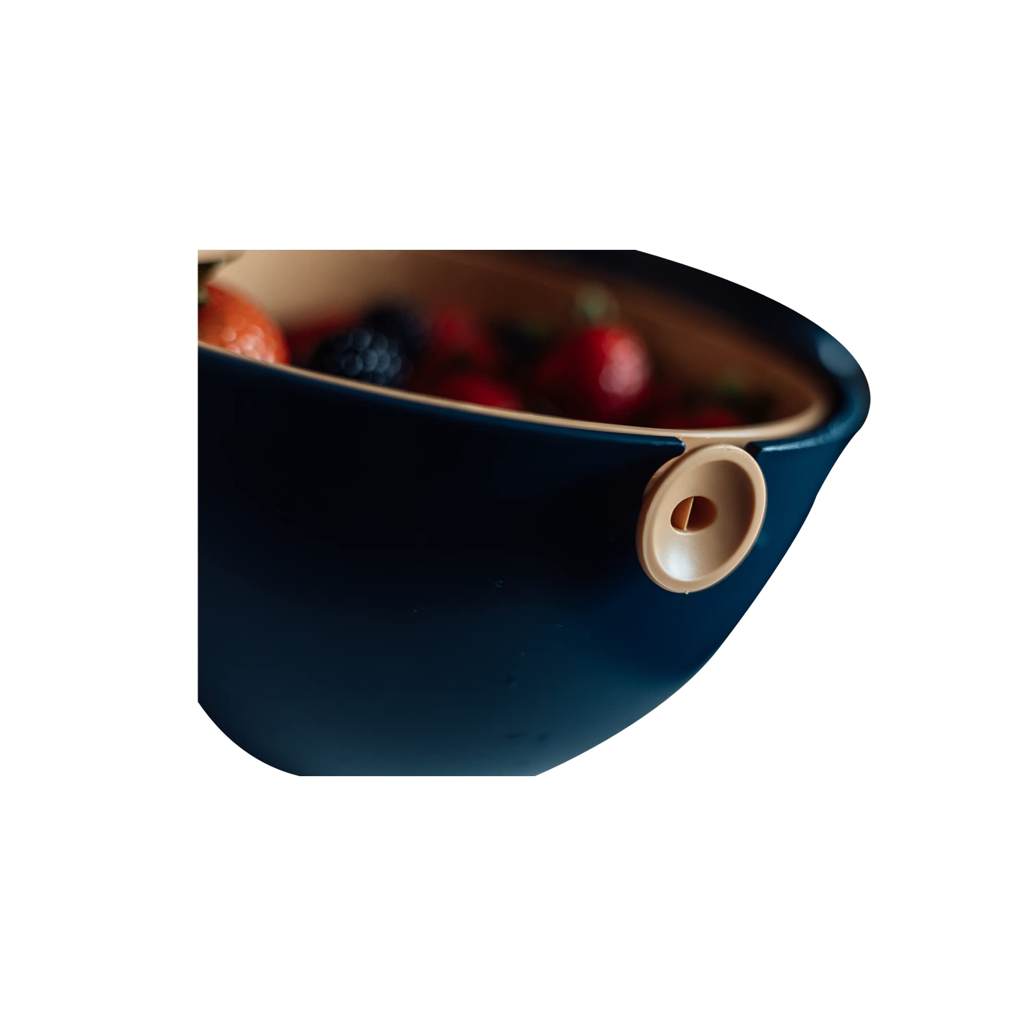 Ciotola e colino rotante per alimenti 2 in 1, a doppio strato, con manico per scolare pasta, frutta, verdura, cestino in plastica per alimenti (blu)