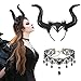 LAMEK Bandeau Corne de Démon Cornes Diable Noir Serre Tête Corne de Diable Noir avec Chocker Dentelle pour Maléfique Accessoire Gothique Décoration Halloween Cosplay Femme Fille Carnaval