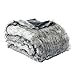 BATTILO HOME Wolf Faux Fur Blanket, Extra Large Fox Fur Throw Blankets for Couch, Bed, Super Soft, Fluffy, Eelegant, Grey with Black Tips Blanket Reversible to Plush Velvet, (Grey, 60