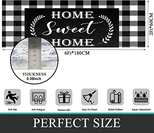 Runner Rug For Hallway Distressed Runner Rug,Buffalo Plaid Long Non-Slip Low-Pile Floor Area Rug Carpet Runner Throw Rug For Hardwood Floors Living Room Entryway Bedroom Kitchen Laundry Room 2'X6' #TOP3