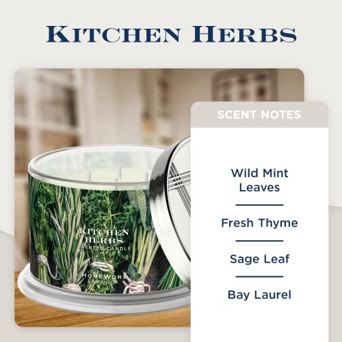 Premium Scented 4-Wick Candle, Kitchen Herbs, Homeworx By Slatkin & Co - 18 Oz - Long-Lasting Jar Candle, 30-55 Hours Burn Time - Notes Of Wild Mint Leaves, Fresh Thyme, Sage Leaf & Bay Laurel #TOP1