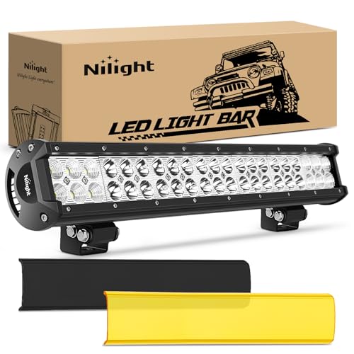 Image of Nilight LED Light Bar with Yellow Black Covers 20 Inch 126W | Spot Flood Combo Beam, Super Bright Off Road Driving Fog Boat Lighting for Trucks Pickup Golf Cart SUV ATV UTV 4x4 Van Camper