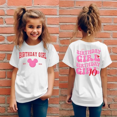 MODNTOGA Big Girl Birthday Shirt 10th Birthday Girl Graphic Love Back Print T-Shirt 10 Year Old Birthday Party Crewneck Tops2