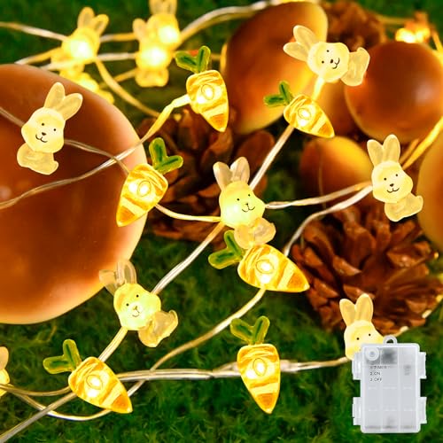 Gcstnn Lichterkette Ostern Batterie, 2M 20LED Hase Karotte Lichter mit...